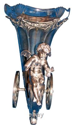 WMF CORNUCOPIA TABLE VASE with ORIGINAL GLASS LINER & BUTTERFLY GC