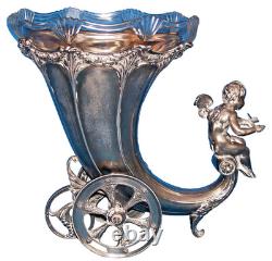 WMF CORNUCOPIA TABLE VASE with ORIGINAL GLASS LINER & BUTTERFLY GC