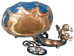 WMF CORNUCOPIA TABLE VASE with ORIGINAL GLASS LINER & BUTTERFLY GC