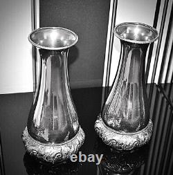 WMF Exceptionally Beautiful Pair of Art Nouveau Silver Plated Vases, Signed 1903