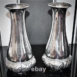 WMF Exceptionally Beautiful Pair of Art Nouveau Silver Plated Vases, Signed 1903