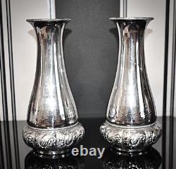 WMF Exceptionally Beautiful Pair of Art Nouveau Silver Plated Vases, Signed 1903