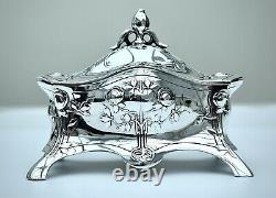 WMF Fine Exceptional Silver Plated Jewelry/Trinket Box, Fully Signed, c1885-1903