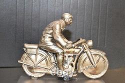 WMF German1920s Art Deco Silver Plated, Metal Racing Motorcyclist, Hallmark V Rare