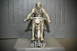 WMF German1920s Art Deco Silver Plated, Metal Racing Motorcyclist, Hallmark V Rare