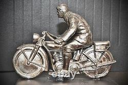 WMF German1920s Art Deco Silver Plated, Metal Racing Motorcyclist, Hallmark V Rare