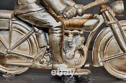 WMF German1920s Art Deco Silver Plated, Metal Racing Motorcyclist, Hallmark V Rare