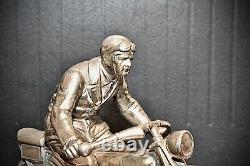 WMF German1920s Art Deco Silver Plated, Metal Racing Motorcyclist, Hallmark V Rare