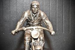 WMF German1920s Art Deco Silver Plated, Metal Racing Motorcyclist, Hallmark V Rare