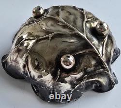 WMF Germany Art Nouveau Silver Plated Brass Trinket Sugar Bowl Lettuce Leaf Form