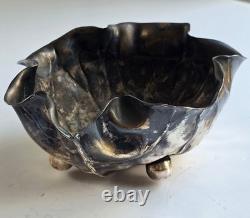 WMF Germany Art Nouveau Silver Plated Brass Trinket Sugar Bowl Lettuce Leaf Form