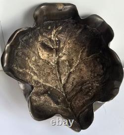 WMF Germany Art Nouveau Silver Plated Brass Trinket Sugar Bowl Lettuce Leaf Form