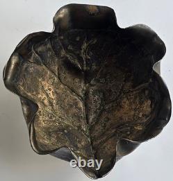 WMF Germany Art Nouveau Silver Plated Brass Trinket Sugar Bowl Lettuce Leaf Form