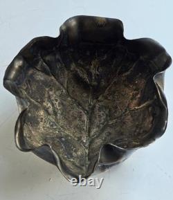 WMF Germany Art Nouveau Silver Plated Brass Trinket Sugar Bowl Lettuce Leaf Form