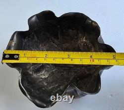 WMF Germany Art Nouveau Silver Plated Brass Trinket Sugar Bowl Lettuce Leaf Form