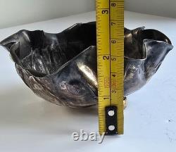 WMF Germany Art Nouveau Silver Plated Brass Trinket Sugar Bowl Lettuce Leaf Form