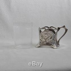 WMF Ivy, Tea Glass Holder/Tea Glass, Silver Plated, Original Glass, Art Nouveau