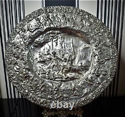 WMF Magnificent Silver Plated Charger, Neoclassical In Full Relief, Signed c1860s