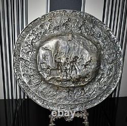 WMF Magnificent Silver Plated Charger, Neoclassical In Full Relief, Signed c1860s