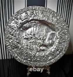 WMF Magnificent Silver Plated Charger, Neoclassical In Full Relief, Signed c1860s