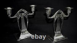 WMF Rare & Beautiful Pair of Secessionist Silver Plated Twin Stemmed Candelabra