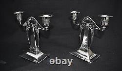 WMF Rare & Beautiful Pair of Secessionist Silver Plated Twin Stemmed Candelabra