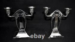 WMF Rare & Beautiful Pair of Secessionist Silver Plated Twin Stemmed Candelabra