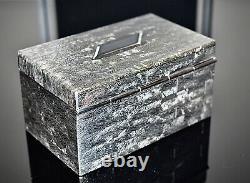 WMF Rare Silver Plated Nickel, Wood Effect Trinket / Jewelry Box, Signed, c1886