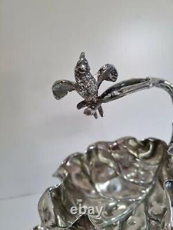 WMF Silver Plate two tier fruit comport bird branch and leaf detailing C1910