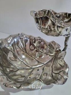 WMF Silver Plate two tier fruit comport bird branch and leaf detailing C1910