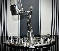 WMF Stunning Art Nouveau Silver Plated Britannia Silver, Liqueur Service, Signed