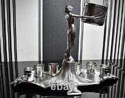 WMF Stunning Art Nouveau Silver Plated Britannia Silver, Liqueur Service, Signed