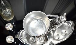 WMF Stunning Art Nouveau Silver Plated Britannia Silver, Liqueur Service, Signed