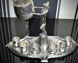 WMF Stunning Art Nouveau Silver Plated Britannia Silver, Liqueur Service, Signed