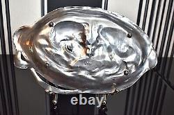 WMF Superb Original Art Nouveau Silver Plated Calling Card Tray, Signed, c1903