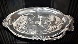 WMF Superb Original Art Nouveau Silver Plated Calling Card Tray, Signed, c1903