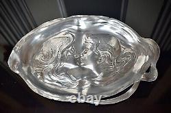 WMF Superb Original Art Nouveau Silver Plated Calling Card Tray, Signed, c1903