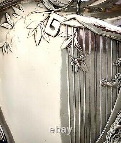 WMF Superb Original Art Nouveau Silver Plated Figural Calling Card Tray, Signed