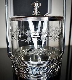 WMF Superb Silver Plated Art Nouveau Cut Crystal Biscuit Barrell, Signed, C1900