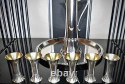 WMF Very Nice 8 Piece Art Nouveau Silver Plated Liqueur Set Running Ostrich 1909