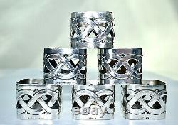 WMF Very Rare Set 6 Jugendstil / Secessionist Silver Plated Napkin Rings, c1890