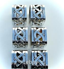 WMF Very Rare Set 6 Jugendstil / Secessionist Silver Plated Napkin Rings, c1890