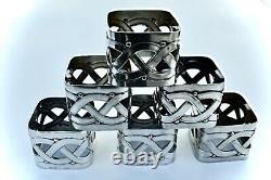 WMF Very Rare Set 6 Jugendstil / Secessionist Silver Plated Napkin Rings, c1890