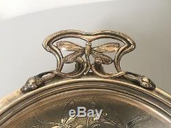 WMF rare superb Art Nouveau silver plated tray dish with dragonfly, jugendstil