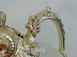WONDERFUL FIGURAL SILVER PLATED / FROSTED GLASS WINE PITCHER FINE QUALITY bar