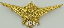 WWII Bulgarian Royal military pilot's ace award 18k gold plated silver badge