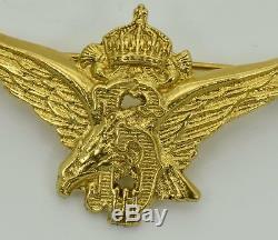 WWII Bulgarian Royal military pilot's ace award 18k gold plated silver badge