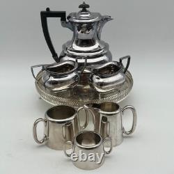 Walker & Hall 7 Piece Silver Plated Tea Coffee Service + Gallery Tray EPNS