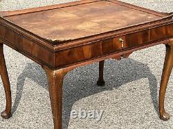 Walnut Tea Table / Coffee Table, On Cabriole Legs, With Silver Plate Service
