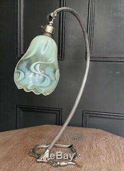 Was Benson Silver Plated Table Lamp Arts & Crafts Nouveau Signed Rare Model